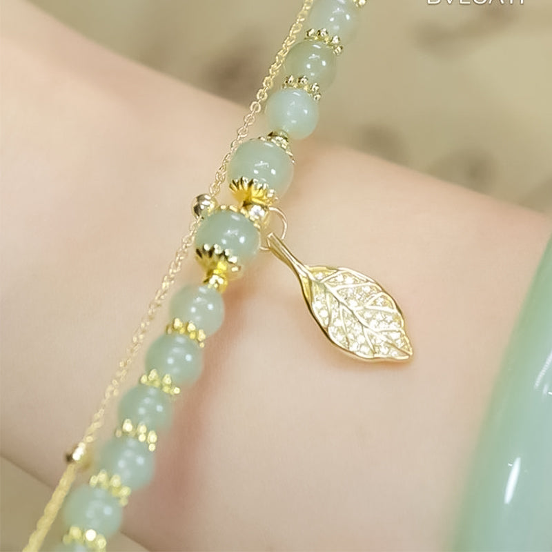 Bracelet feuille d'or jade Hetian