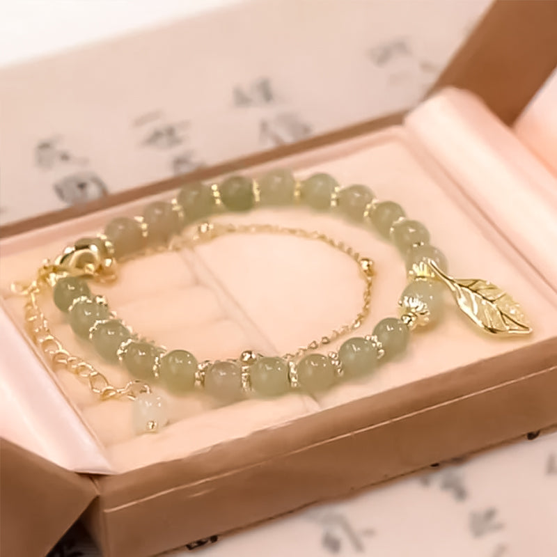 Bracelet feuille d'or jade Hetian