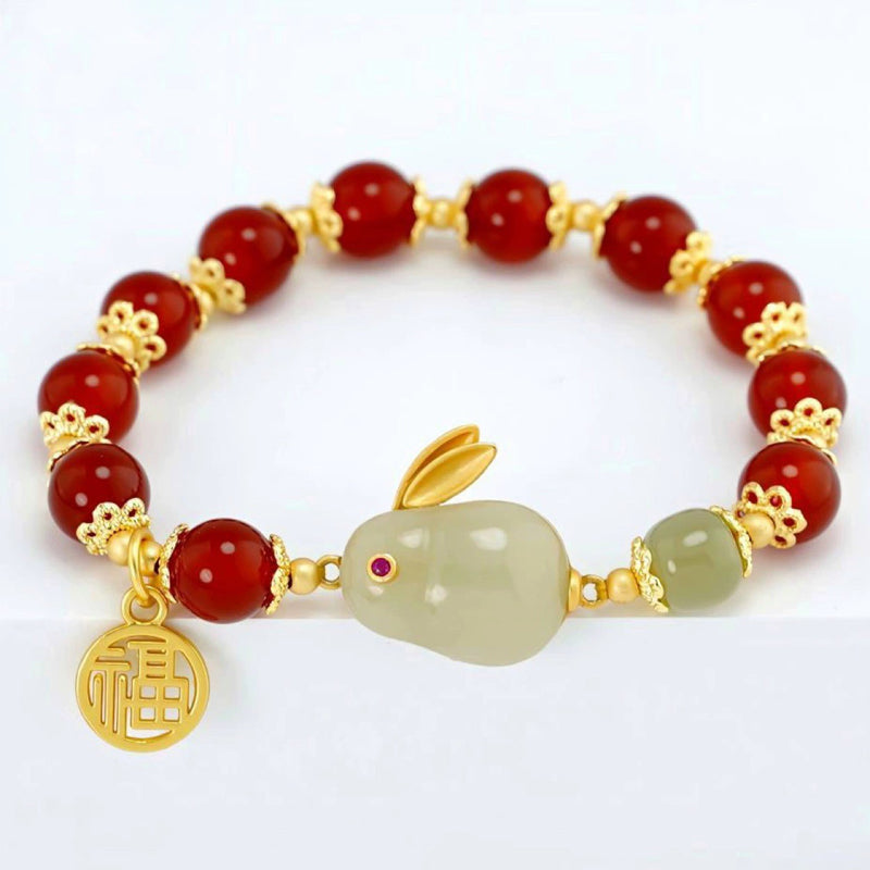 Bracelet feuille d'or jade Hetian