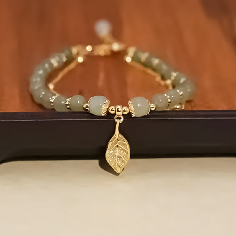 Bracelet feuille d'or jade Hetian