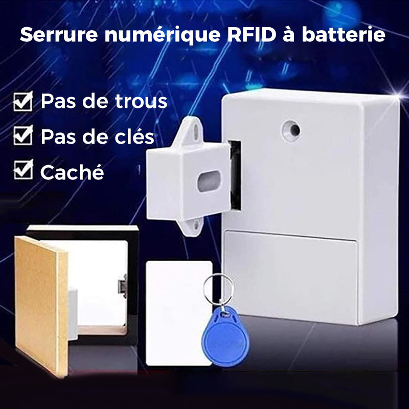 Serrure électronique pour armoire à tiroirs en bois