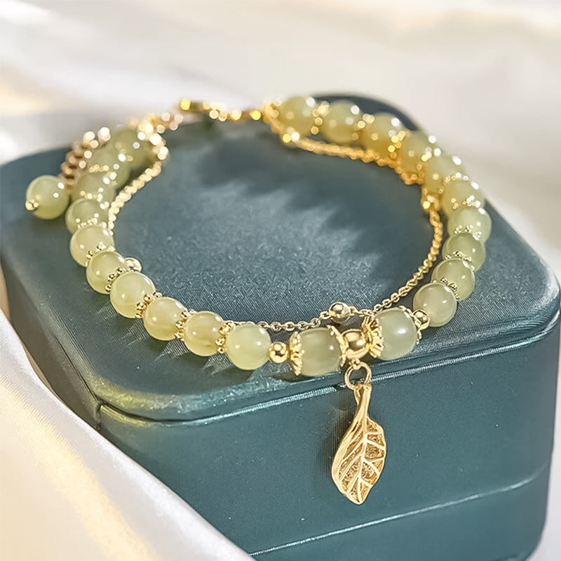 Bracelet feuille d'or jade Hetian