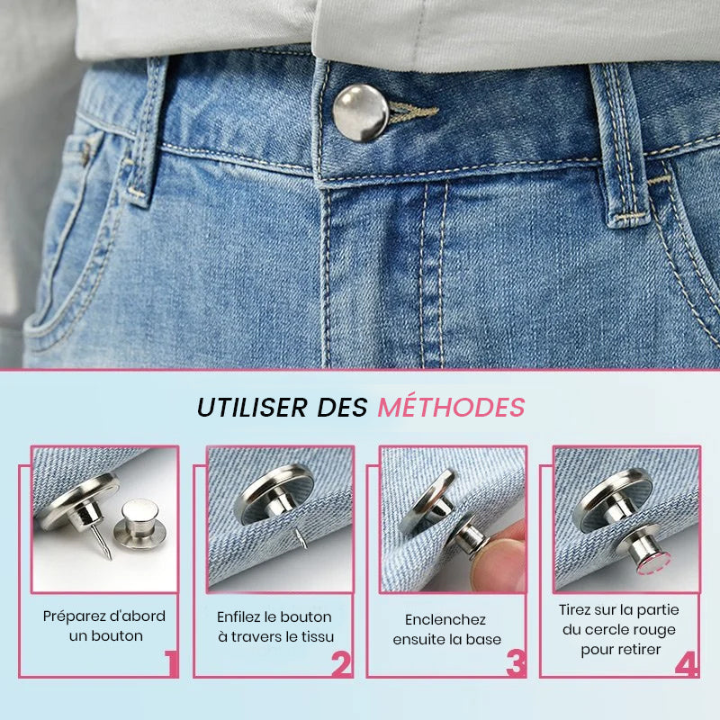 Bouton jeans sans couture ajustable