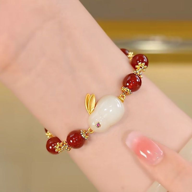 Bracelet feuille d'or jade Hetian